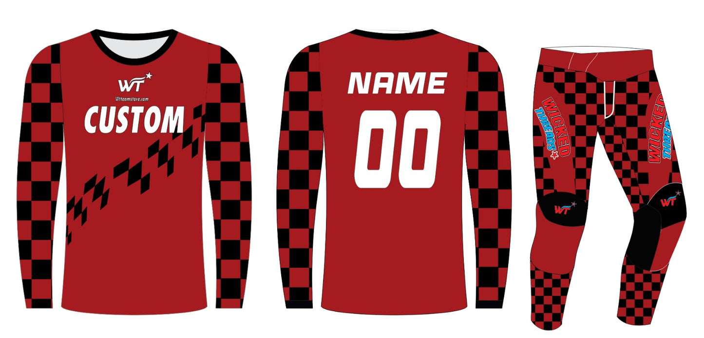 WT Moto Set – Red Checkered Custom Jersey & Pants