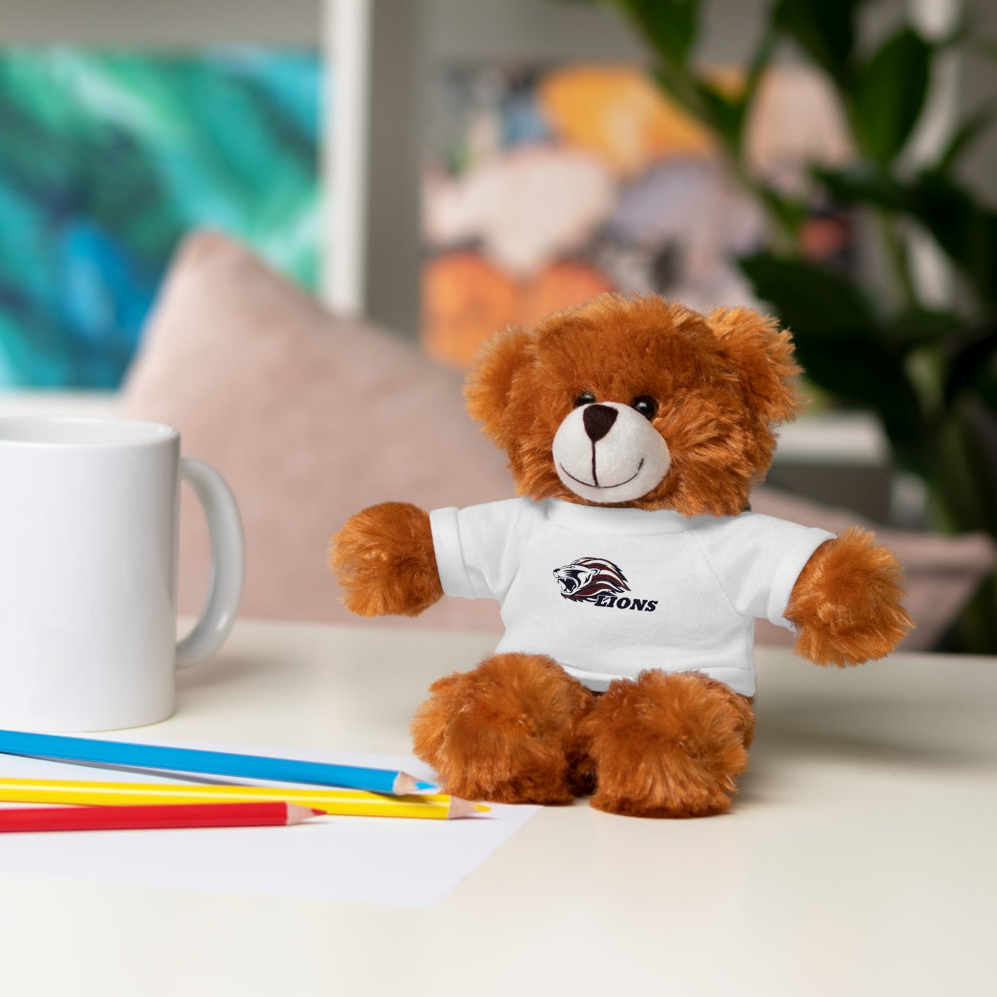 Plush Bear with 'Lions' Tee — Soft Team Mascot Stuffed Animal