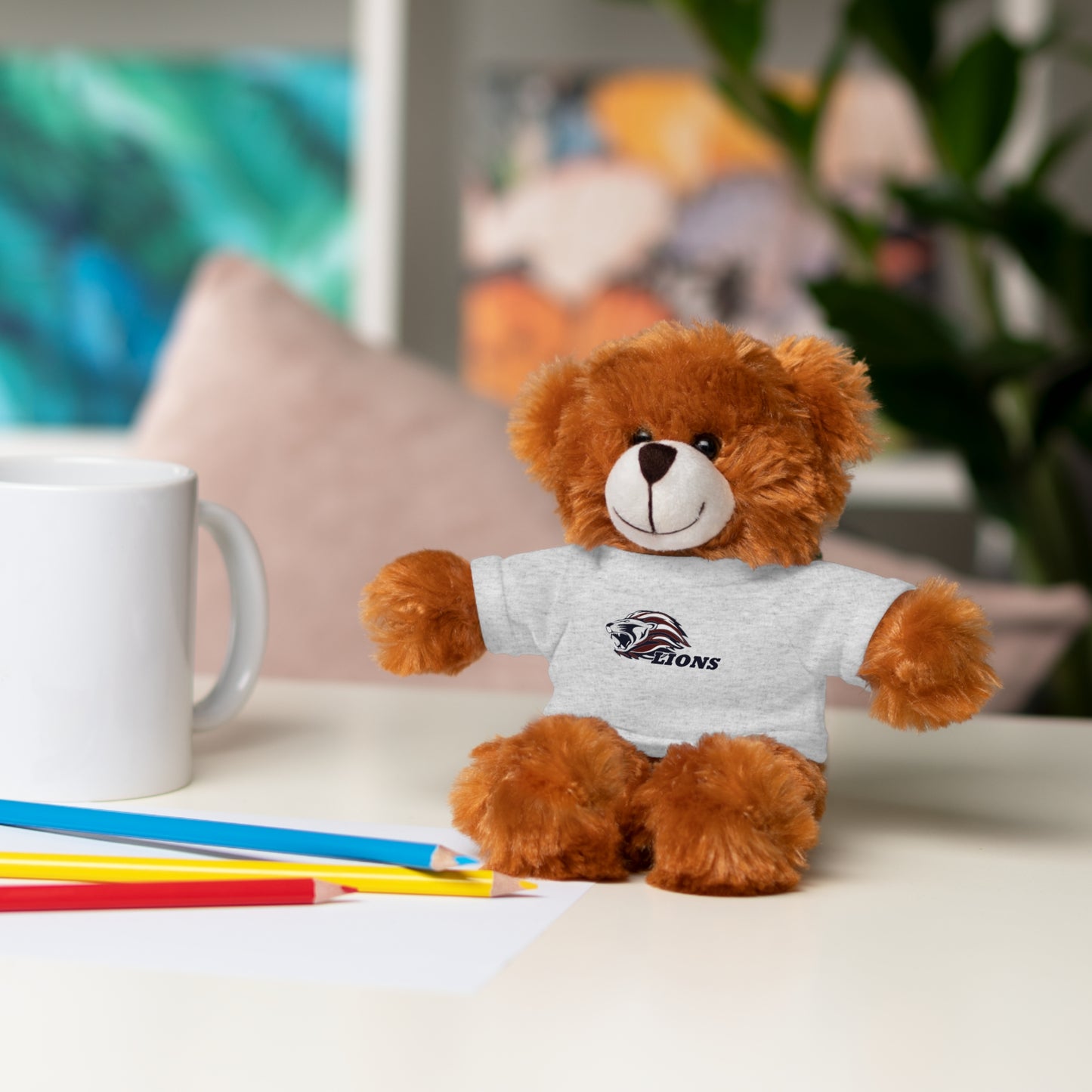 Plush Bear with 'Lions' Tee — Soft Team Mascot Stuffed Animal