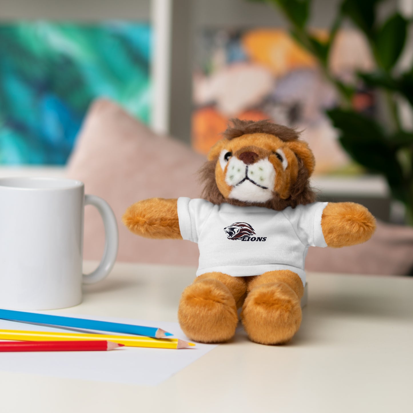 Plush Bear with 'Lions' Tee — Soft Team Mascot Stuffed Animal