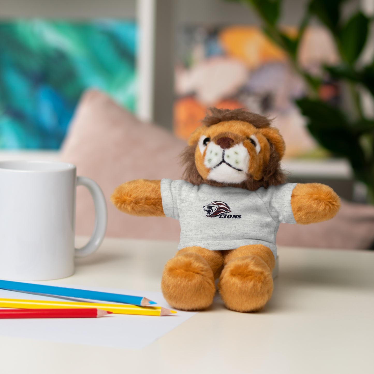 Plush Bear with 'Lions' Tee — Soft Team Mascot Stuffed Animal