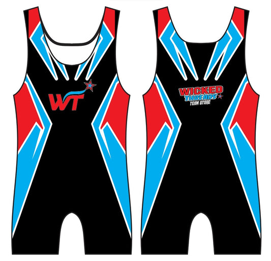 WT Power Surge Wrestling Singlet – Red, Blue & Black
