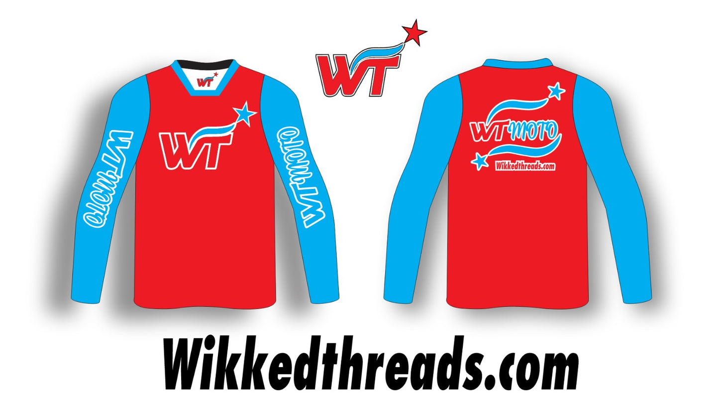 WTMoto Freedom Fire Jersey – Red & Ice Blue Edition