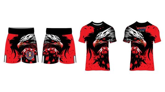 Eagle eye rash guard set black/red